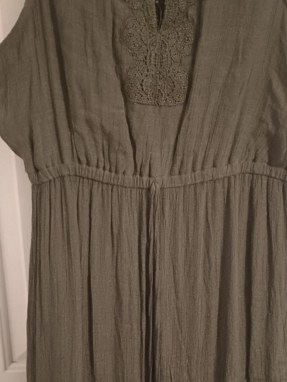 Indigo Rose Sleeveless Olive Maxi Dress with Lace Trim - Picture 9 of 10